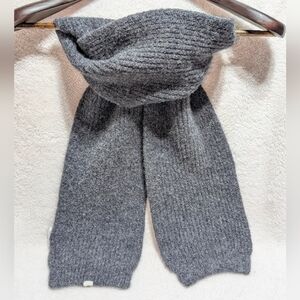 Nirvana Designs 100% Merino Wool Handknit Scarf Made In Nepal Gray Natural Fiber